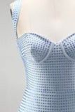 Blauwe Bodycon Dikke Bandjes Sweetheart Korte Homecoming Jurk met kralen