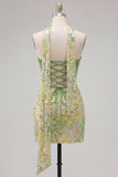 Groene Bodycon Sweetheart Korset Pailletten Homecoming Jurk met halsdoek
