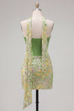 Groene Bodycon Sweetheart Korset Pailletten Homecoming Jurk met halsdoek