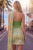 Groene Bodycon Sweetheart Korset Pailletten Homecoming Jurk met halsdoek