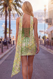 Groene Bodycon Sweetheart Korset Pailletten Homecoming Jurk met halsdoek