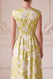 Groene A-lijn V-hals geprint lange Mother of the Bride jurk