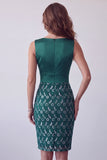 Donkergroene satijnen V-hals kant Bodycon gerimpelde midi cocktailjurk