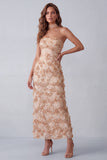 Khaki schede strapless pailletten appliquen Maxi formele jurk