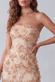 Khaki schede strapless pailletten appliquen Maxi formele jurk
