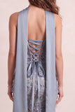 Stoffige blauwe zeemeermin strapless franje, sweep sleep formele jurk