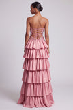 Stoffy Rose strapless uitgesneden, gelaagde pailletten met pailletten lange galajurk