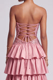 Stoffy Rose strapless uitgesneden, gelaagde pailletten met pailletten lange galajurk