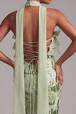 Groene Zeemeermin strapless lange baljurk met ruches en pailletten