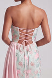 Lichtgroene meermin strapless pailletten geborduurde lange galajurk met drapering