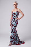Lake Blue V-hals fluwelen zeemeermin Long Mother of the Bride jurk met cape