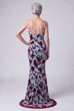 Lake Blue V-hals fluwelen zeemeermin Long Mother of the Bride jurk met cape