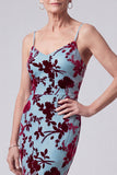 Lake Blue V-hals fluwelen zeemeermin Long Mother of the Bride jurk met cape