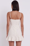 Witte Bodycon vierkante hals met ruches en korte kleine witte jurk
