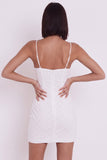Witte Bodycon Sweetheart Spaghettibandjes Bloemen Korte Kleine Witte Jurk