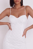 Witte Bodycon Sweetheart Spaghettibandjes Bloemen Korte Kleine Witte Jurk