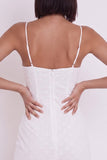 Witte Bodycon Sweetheart Spaghettibandjes Bloemen Korte Kleine Witte Jurk