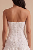 Witte strapless bodycon bubble zoom kort klein wit jurkje met strik