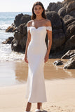 Witte Zeemeermin Off-the-Shoulder Maxi Trouwjurk met kant
