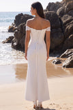 Witte Zeemeermin Off-the-Shoulder Maxi Trouwjurk met kant