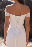 Witte Zeemeermin Off-the-Shoulder Maxi Trouwjurk met kant