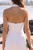 Witte halter tule mini trouwjurk