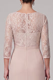 Champagneschede ronde hals 3/4 kanten mouwen hoog laag chiffon Maxi Mother of the Bride jurk