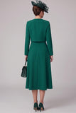 Donkergroene A-lijn ronde hals theelange Mother of the Bride jurk met bolero