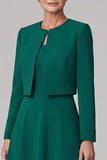 Donkergroene A-lijn ronde hals theelange Mother of the Bride jurk met bolero