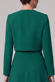 Donkergroene A-lijn ronde hals theelange Mother of the Bride jurk met bolero