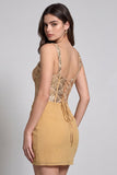 Gouden korset Bodycon Chiffon gerimpelde korte cocktailjurk met pailletten