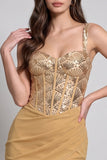 Gouden korset Bodycon Chiffon gerimpelde korte cocktailjurk met pailletten