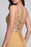 Gouden korset Bodycon Chiffon gerimpelde korte cocktailjurk met pailletten