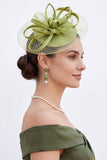 Blauwe satijnen linten Crinoline Net Fascinatorhoed met veren