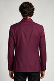 Notch revers bordeauxrood bloemen enkelrijig herenbalblazer