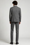 Peak revers 3-delige grijze enkelrijzige herengala-pakken