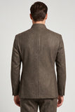 Staande kraag bruine slim fit herenbalblazer