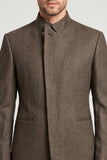 Staande kraag bruine slim fit herenbalblazer