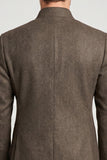 Staande kraag bruine slim fit herenbalblazer