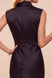 Koffieschede met cowl neck mouwloze midi-jurk met kant