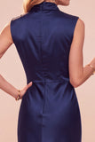 Koffieschede met cowl neck mouwloze midi-jurk met kant
