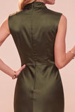 Koffieschede met cowl neck mouwloze midi-jurk met kant