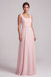 Blush A-lijn chiffon bateau hals cape lange moeder van de bruid jurk met kralen