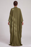Olijfgroene schede met hoge hals chiffon Lange Moeder van de Bruid jurk met strassstenen