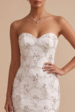 Witte zeemeermin strapless pailletten Maxi trouwjurk