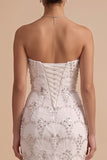 Witte zeemeermin strapless pailletten Maxi trouwjurk
