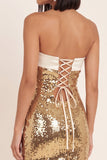 Glinsterend goud strapless bodycon pailletten korte cocktailjurk