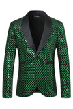 Shawl Revers Smaragdgroen Eenknoops Herenbalblazer