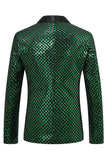Shawl Revers Smaragdgroen Eenknoops Herenbalblazer