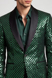 Shawl Revers Smaragdgroen Eenknoops Herenbalblazer